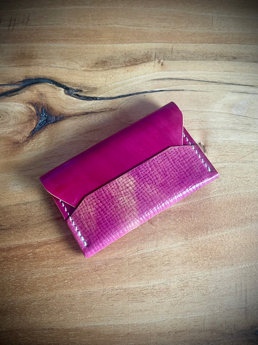 Flap wallet - Marbled Pink Hatch and Marbled Pink Rocado Shell Cordovan