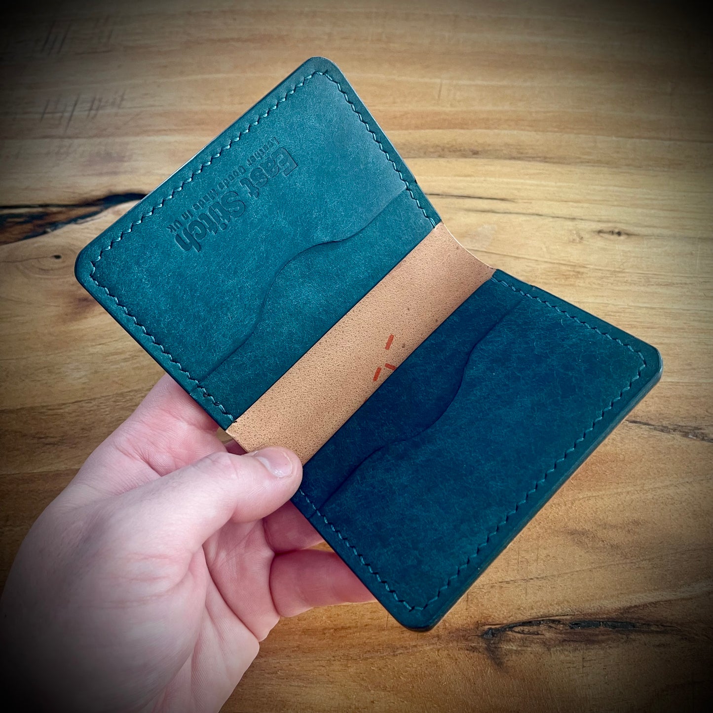 Abbey wallet - Whiskey Rocado Shell Cordovan and Aqua Pueblo