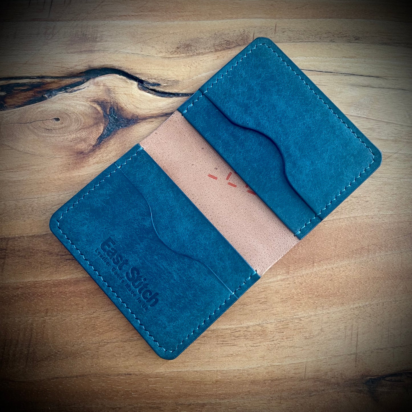 Abbey wallet - Whiskey Rocado Shell Cordovan and Aqua Pueblo