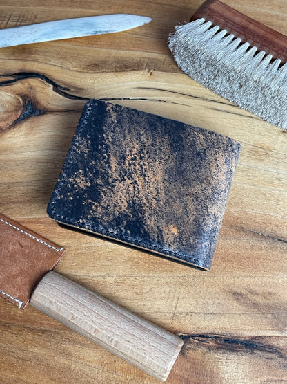 Classic Bifold - Black Marbled Shell Cordovan and Black buttero