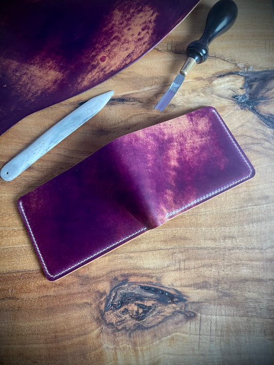 Classic Bifold - Purple Marbled Shell Cordovan and Biscuit Buttero